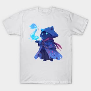 Cute Blue Mage Cat Hero T-Shirt